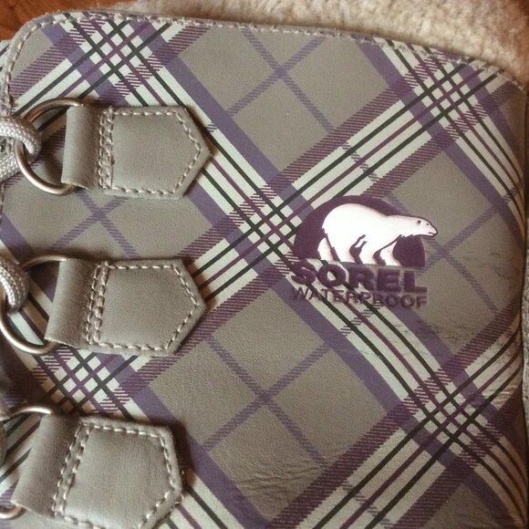 Sorel Gray & Purple Plaid Waterproof 1964 Pac Winter Boots with Liners Size 11 - Picture 7 of 9
